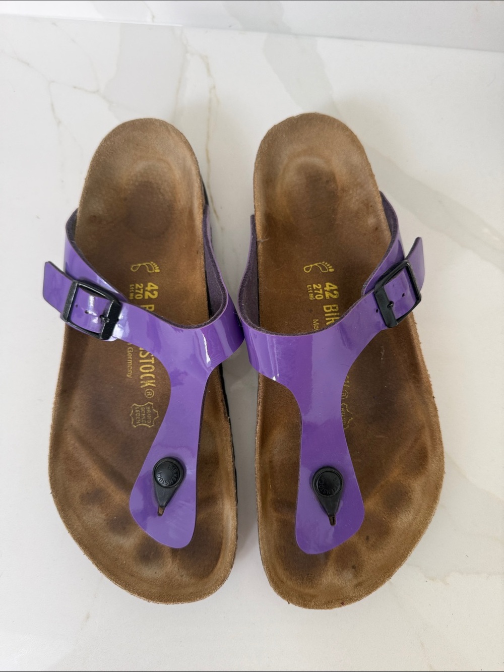 Birkenstock Purple Patent Gizeh Thong Sandals